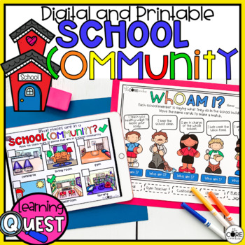 Preview of School Community Independent Work - Print & Digital Activities - Back to School