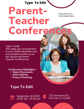 Preview of School Conference & Town Hall Flyers (4)Fully Customize your Flyer Ready to Edit