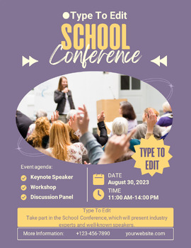Preview of School Conference & Training Flyers (4) Fully Customize your Flyer Ready to Edit
