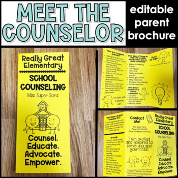 Preview of School Counseling Brochure for Parents (Editable)