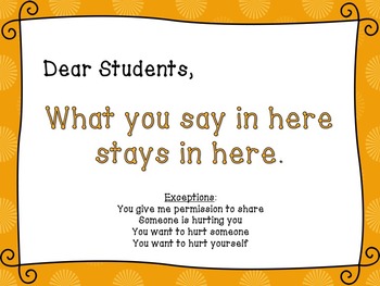 Preview of School Counseling Confidentiality Poster - Orange