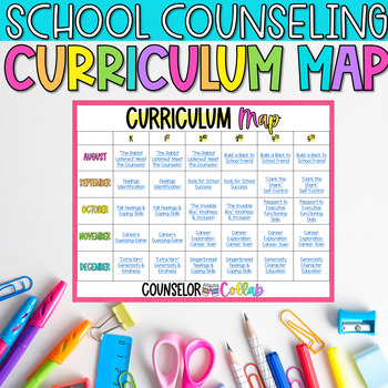 Preview of School Counseling Curriculum Map Editable FREEBIE