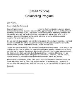 Preview of School Counseling Informed Consent and Request for Services