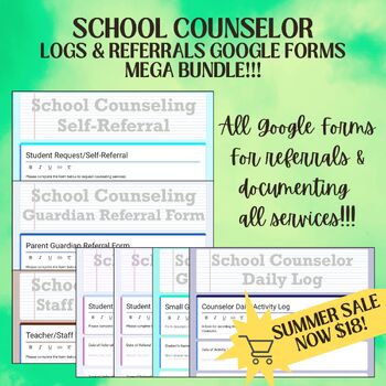 Preview of School Counseling Logs and Referrals Google Forms Mega Bundle