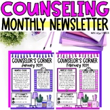 School Counseling Monthly Newsletter, Fully Editable