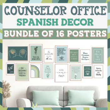 Preview of Spanish Counseling Office Decor Social Worker Posters School Psych Counselor Art