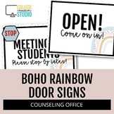 School Counseling Office Door Signs | Boho Rainbow