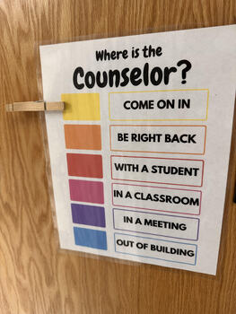 Preview of School Counseling Office Sign Door, Where is the counselor, Therapy office decor