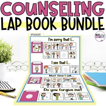 Preview of School Counseling & SEL 8 Lap Book BUNDLE! Anxiety, Divorce, Grief, and more!