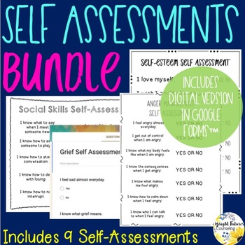 Preview of Self-Assessments Bundle Editable School Counseling Data Collection Tools