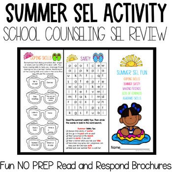 Preview of School Counseling Summer Fun Skill Review Brochure Activity NO PREP Independent