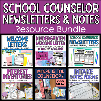 Preview of School Counseling Welcome Letter, Newsletter Templates, and Intake Notes Bundle