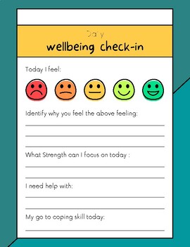 School Counseling Wellness Daily Check-in by CounselingVibes4You