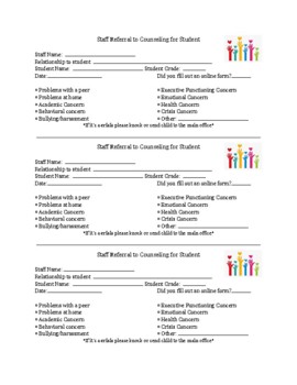 Preview of School Counseling referral forms for staff