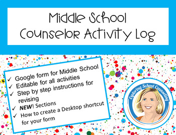 Preview of School Counselor Activity Log Middle School