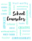 School Counselor Adjectives | Subway Poster Printable Sign