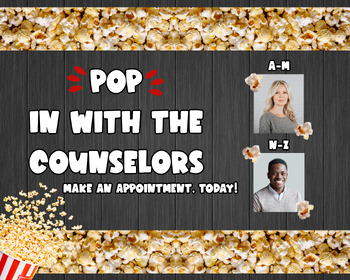 Preview of School Counselor Bulletin Board Decor // Popcorn Themed