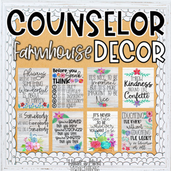 Preview of School Counselor Classroom Office Decor Farmhouse Floral theme