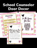 School Counselor Door Decor - Pink Strip and Gold Dots