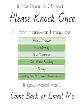 Preview of School Counselor Door Sign - Please Knock