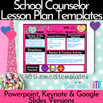 Preview of School Counselor Editable lesson plan templates - Digital