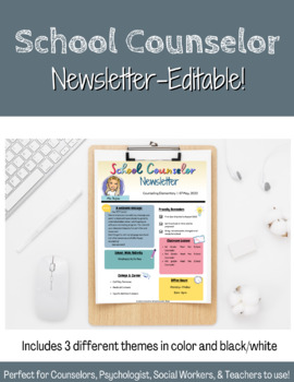 Preview of School Counselor Newsletters-Editable