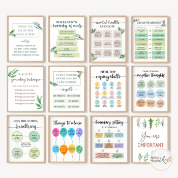 Preview of School Counselor Office Decor Posters Therapy Counseling Bundle Social Worker