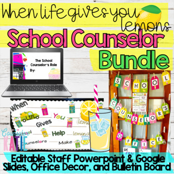 Preview of School Counselor Office Decor - Presentation & Bulletin Board -editable