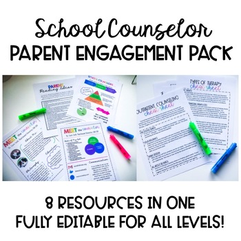 Preview of School Counselor Parent Engagement Pack [EDITABLE]