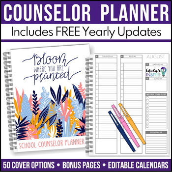 Preview of School Counselor Planner 2023-2024 (Lifetime Edition - FREE Yearly Updates) 