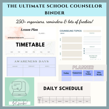 Preview of School Counselor Planner & Binder 2023- Editable/Undated-Freebie Inside