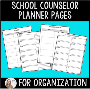 Preview of School Counselor Planner Pages (editable so you can customize!)