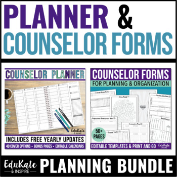 Preview of School Counselor Planner and Organization Bundle