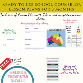 Preview of School Counselor Resources-Lesson Plans w/ activities&exercises on Social skills