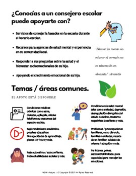 Preview of School Counselor/Social Worker Info Sheet (Spanish)