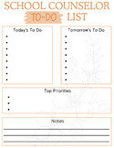 School Counselor To Do list with area for Notes (pdf & tem