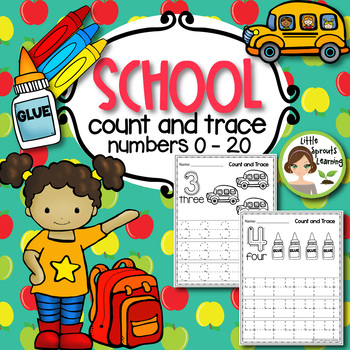 Preview of School Count and Trace Numbers 0 -20 (practice pages)