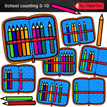 Preview of School Counting Clip Art: pencil box