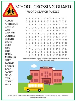 Preview of School Crossing Guard Word Search Puzzle Activity Worksheet Game | Safety First!
