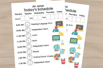 Preview of School Daily Schedule for Kids