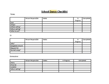 Preview of School Dance Checklist