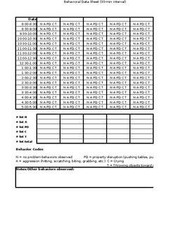 Preview of School Day Behavior Tracker 30 minutes