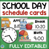 EDITABLE Daily Classroom Schedule Cards & Clocks Visual Schedule Chart Decor