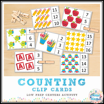 Preview of School Days Counting to 20 Clip Cards Fine Motor Math Centers Activity 