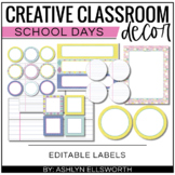 School Days Editable Labels | Bright Pastel Classroom Decor Theme