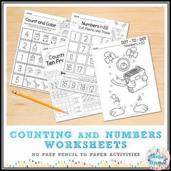 Preview of School Days NO PREP Math Activity Sheets Counting and Numbers Worksheets