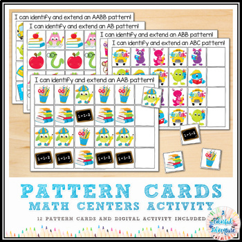 Preview of School Days Pattern Cards Math Centers Activities {Printable and Digital}