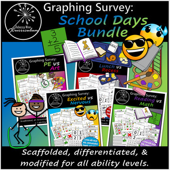 Preview of School Days Surveys Bundle | Graphing Survey | Comparison | Special Education