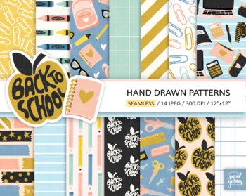Preview of School Digital Paper. Back To School Patterns. Teacher, Student Backgrounds - 14