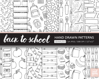 Preview of School Digital Paper. Back To School Patterns. Teacher, Student, Office Backdrop